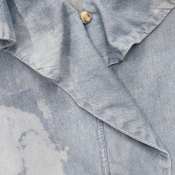 2906 Size Med. Solutions Semi. Fitted Bleach Dyed Denim Shirt. - Picture 5 of 9